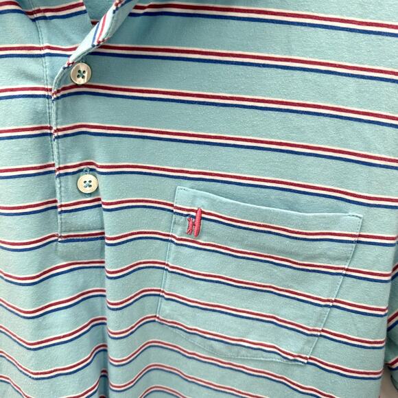 Johnnie-O Mens Blue Stripped Short Sleeve Polo // M - Picture 4 of 6